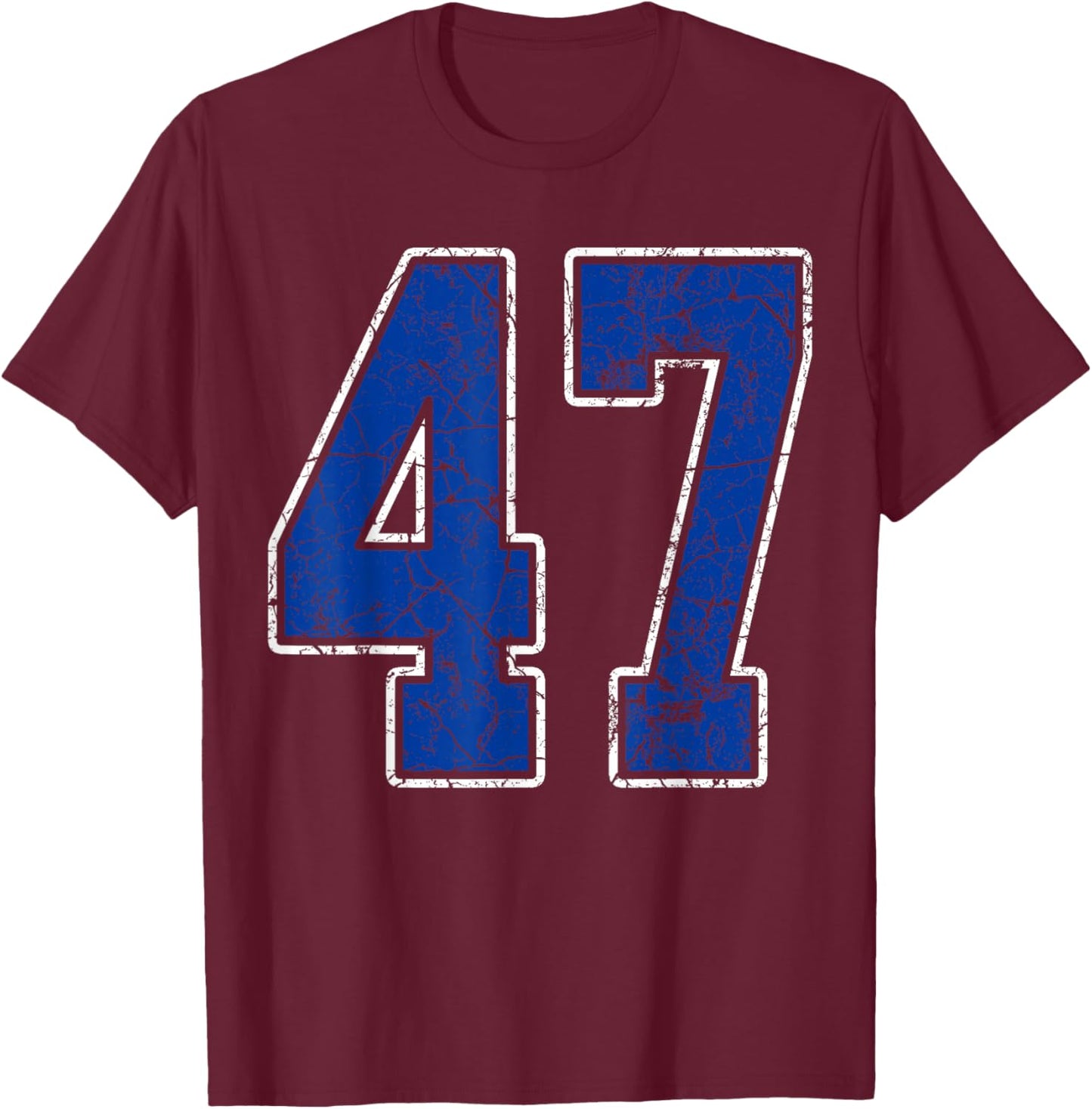 Royal Blue and White Number 47 Jersey Player Uniform #47 Fan T-Shirt - T-Shirt | Maroon