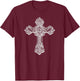 Beautiful Detailed Cross Cool Christian Religious T-Shirt - T-Shirt | Maroon