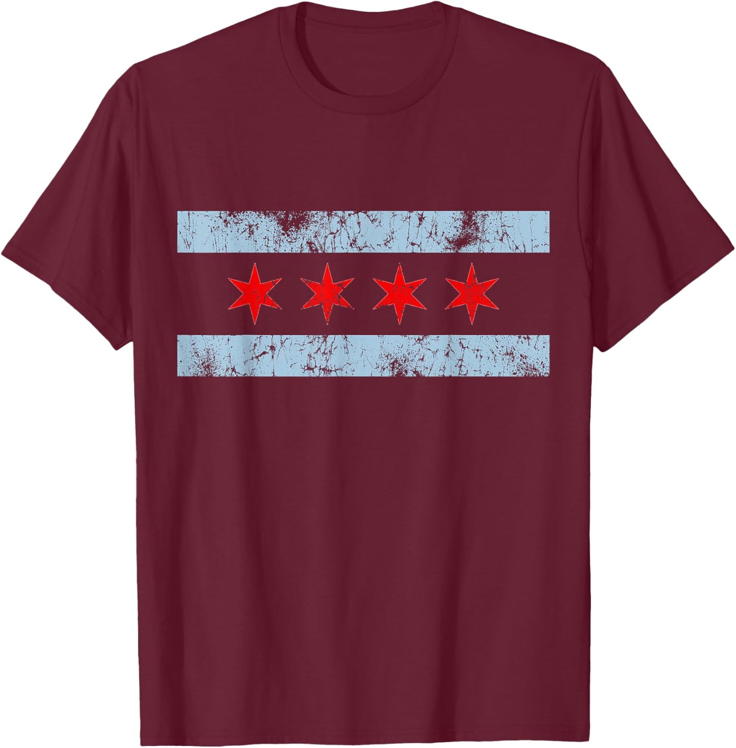 Vintage Flag of Chicago T-Shirt - T-Shirt | Maroon