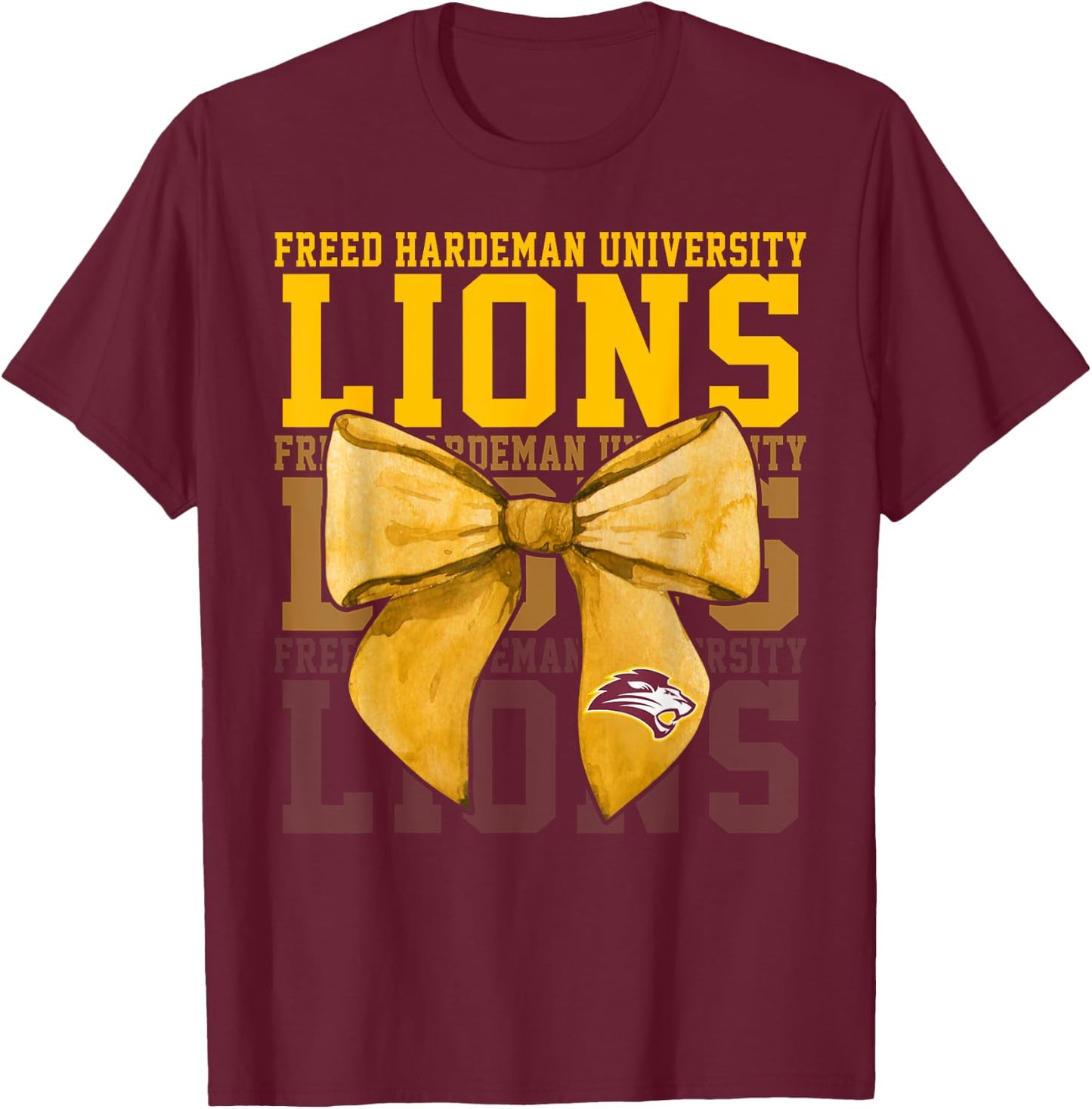 Freed-Hardeman University Lions Bow Vintage Athletics Girls T-Shirt - T-Shirt | Maroon