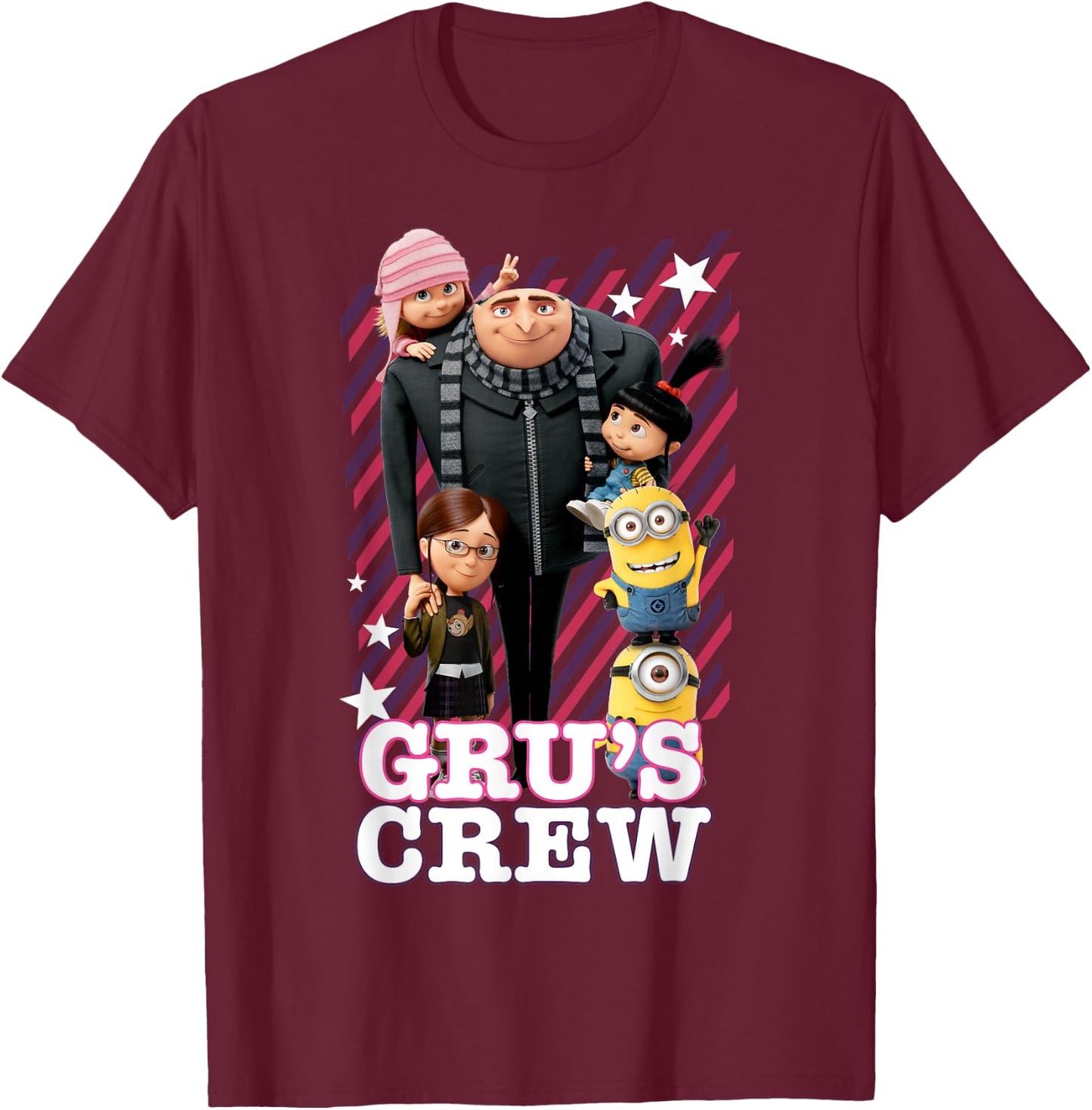 Despicable Me Minions Grus Whole Crew Graphic T-Shirt - T-Shirt | Maroon