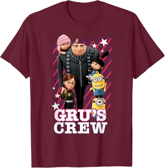 Despicable Me Minions Grus Whole Crew Graphic T-Shirt - T-Shirt | Maroon