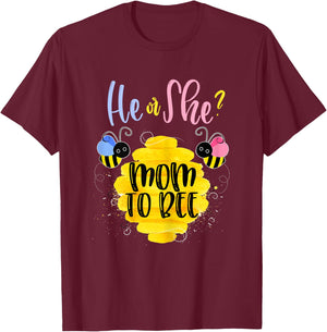 Gender Reveal What Will It Bee Shirt He or She Mom s T-Shirt - T-Shirt | Maroon