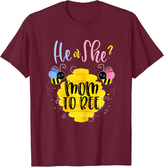 Gender Reveal What Will It Bee Shirt He or She Mom s T-Shirt - T-Shirt | Maroon