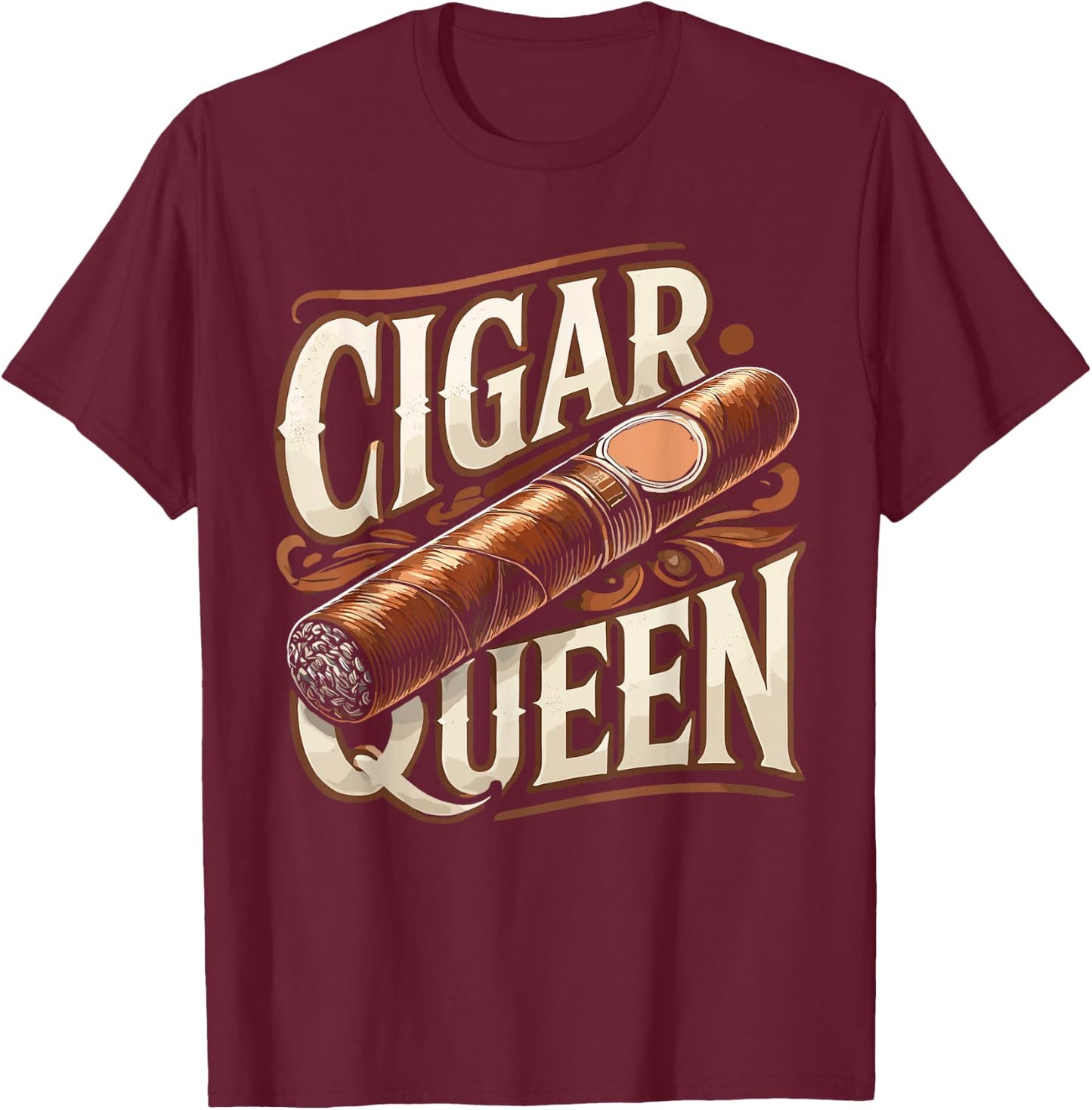 Smoke Smoking Cigar Queen T-Shirt - T-Shirt | Maroon