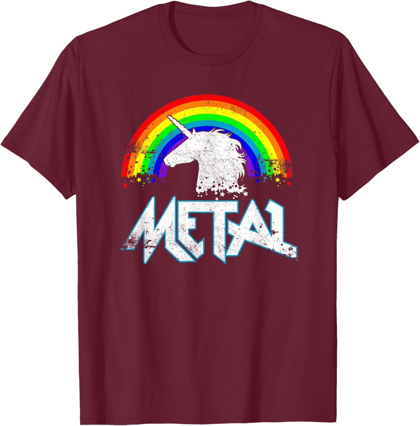 Metal Unicorn Funny Rocker Music Band Festival T Shirt Gift T-Shirt - T-Shirt | Maroon