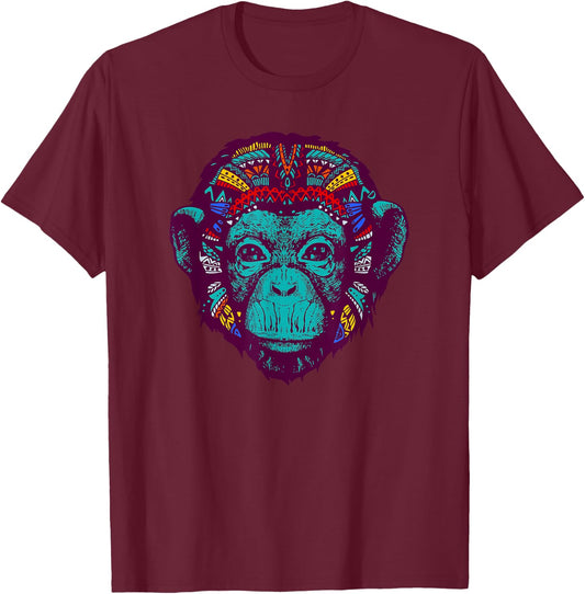 Bonobo Psychedelic - Quirky Shaman Rave Vibe T-Shirt - T-Shirt | Maroon