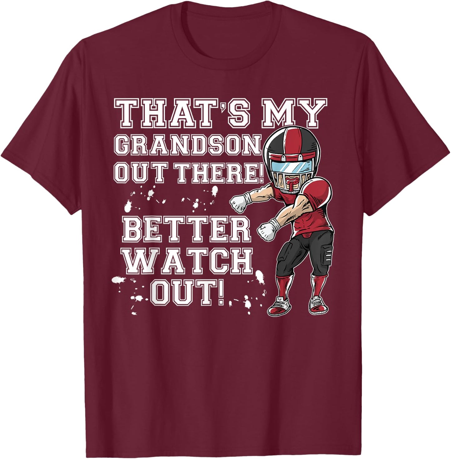 That's My Grandson Out There Red Football Grandma T-Shirt - T-Shirt | Maroon