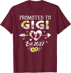 Promoted to Gigi 2027 First Time New Grandma Pregnancy T-Shirt - T-Shirt | Maroon