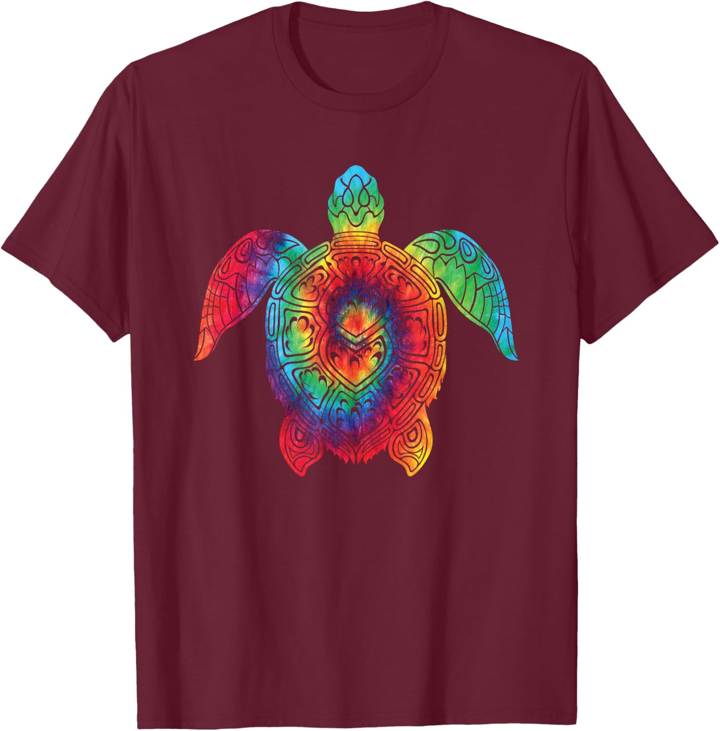 Sea Turtle Ocean Tie Dye Rainbow Hippie Costume Hippy Gift T-Shirt - T-Shirt | Maroon