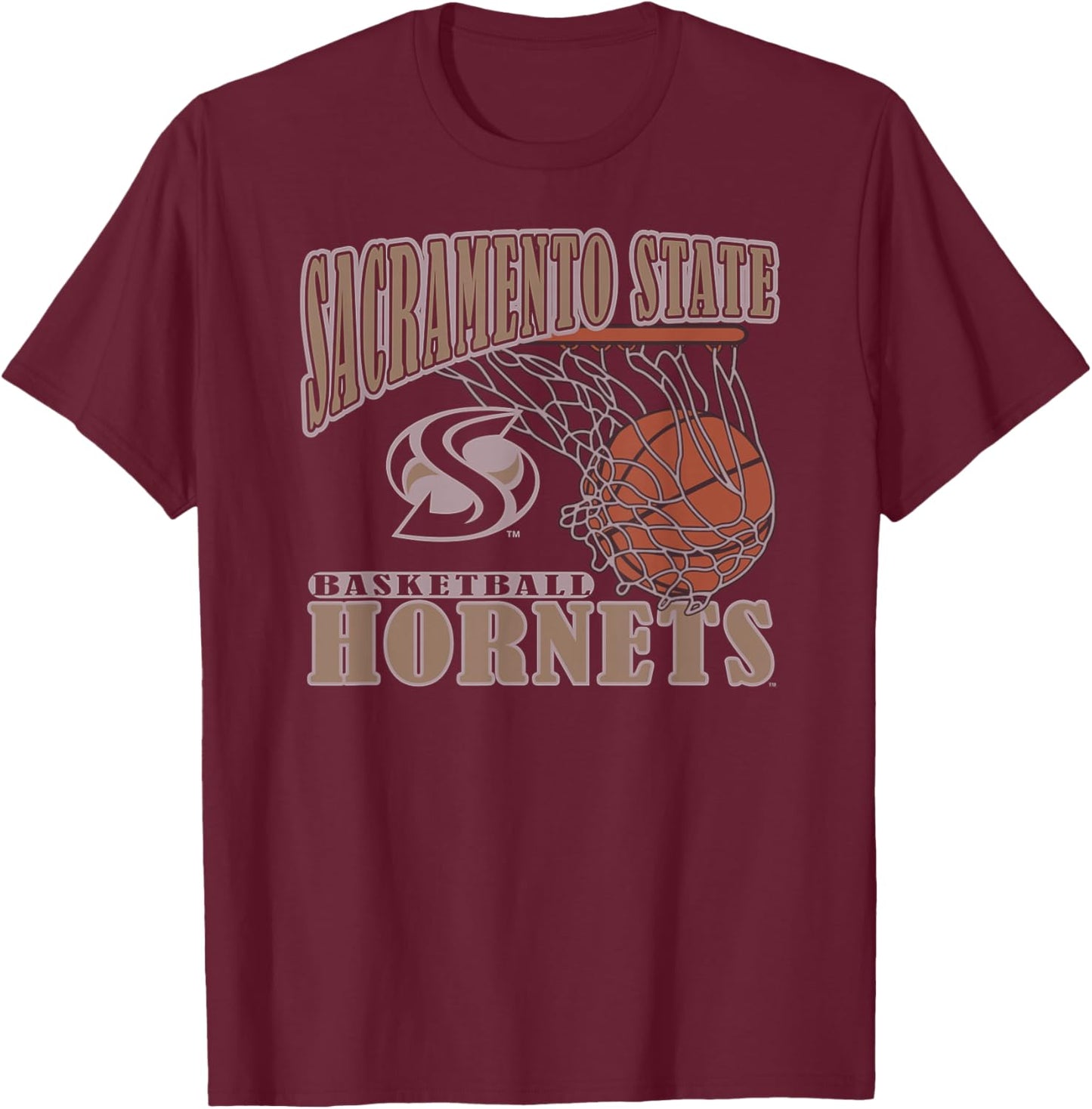 Sacramento State Hornets Basketball Vintage Lift Green T-Shirt - T-Shirt | Maroon