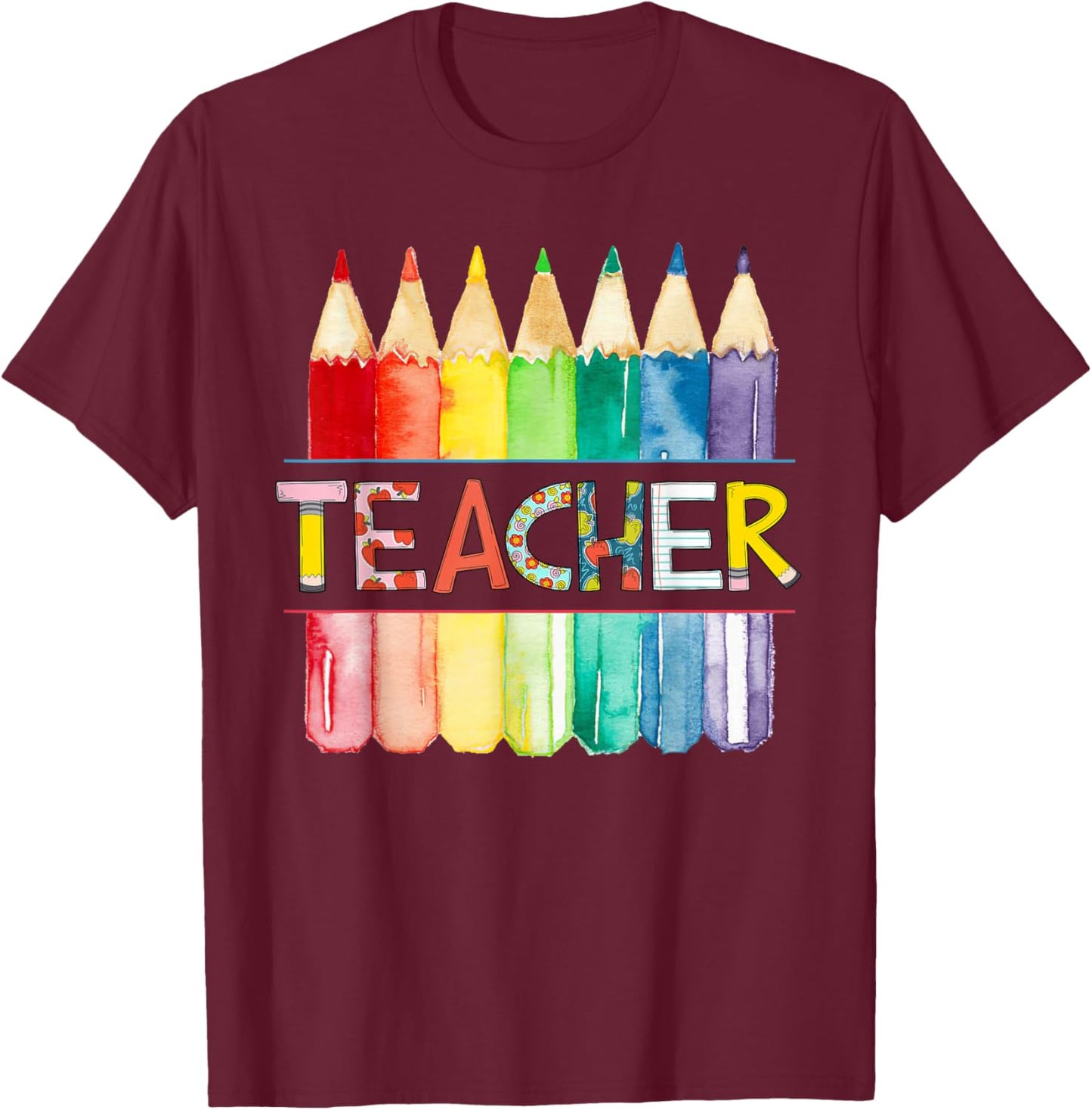 Colorful Teacher Appreciation Gift T-Shirt - T-Shirt | Maroon