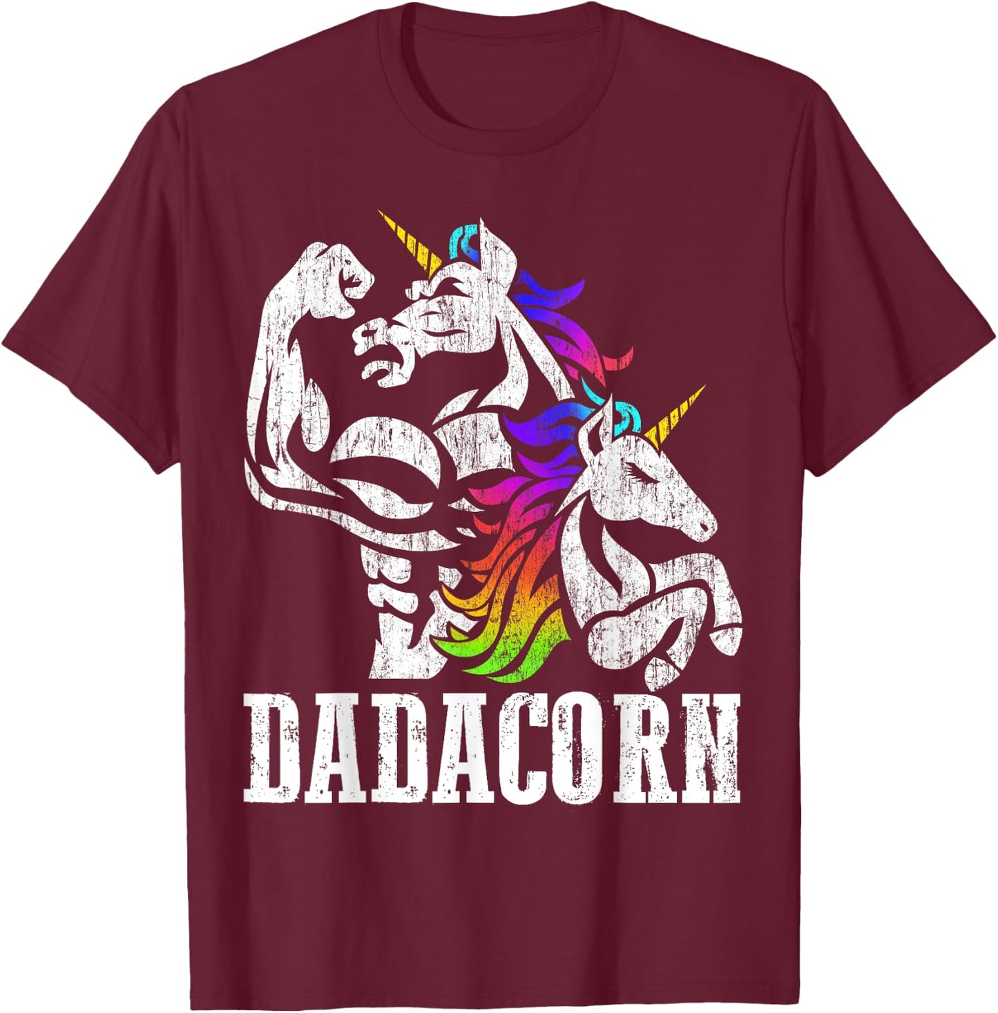 Dadacorn Fathers Day Gift Dad of Unicorn Daughter T-Shirt - T-Shirt | Maroon