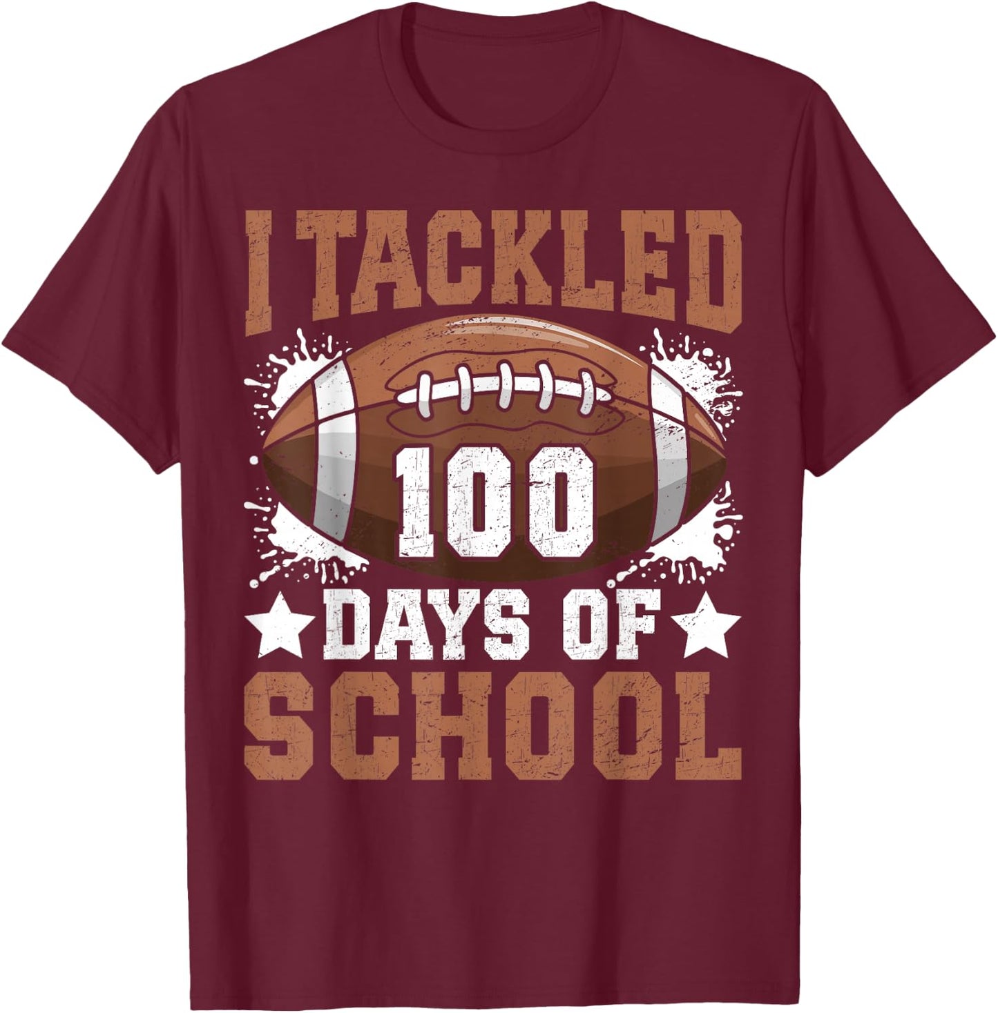 I Tackled 100 Days of School Football 100 Days Smarter Boys T-Shirt - T-Shirt | Maroon