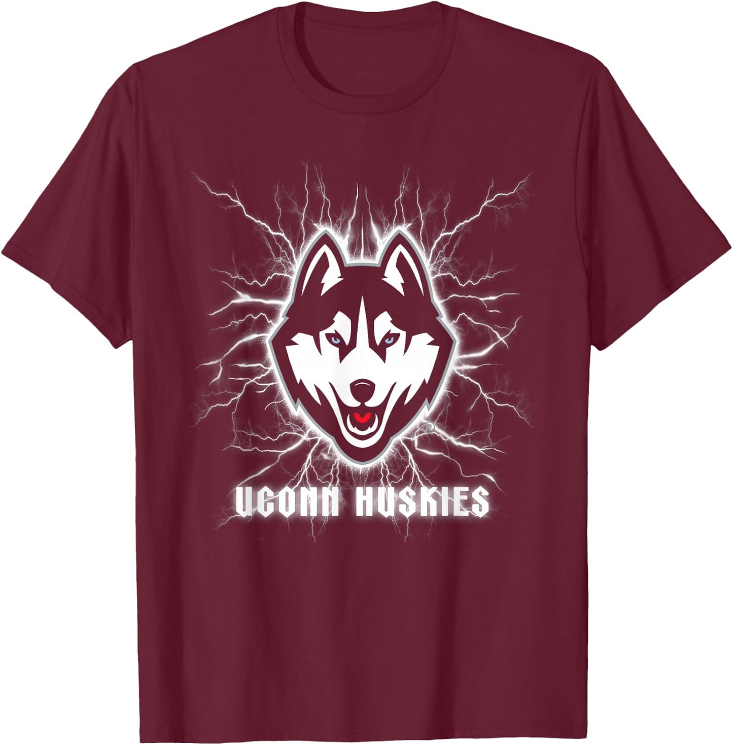 Elite Authentics Connecticut Huskies 90's Lightning -Adults Blue Small Short Sleeve T-Shirt - T-Shirt | Maroon