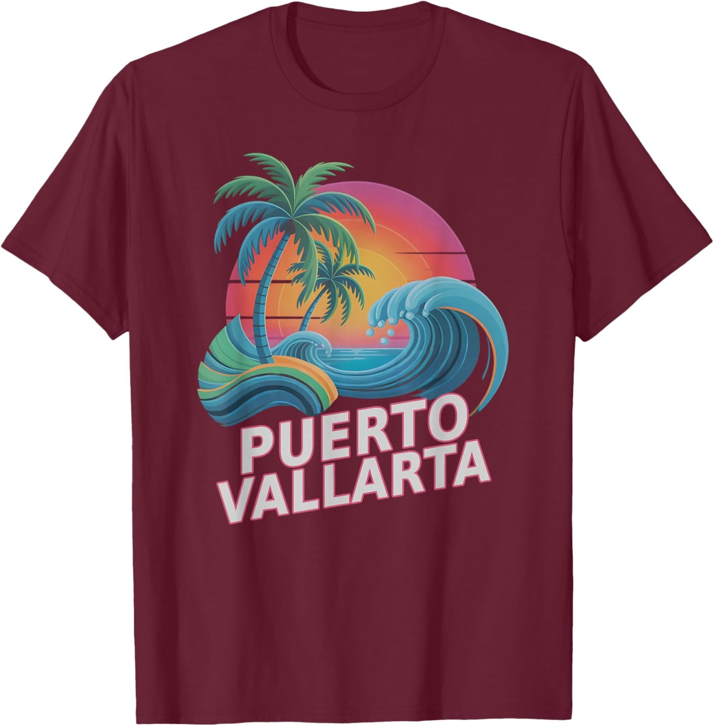 Kids Puerto Vallarta Trip Holiday Vacay Moms BFF Crew T-Shirt - T-Shirt | Maroon