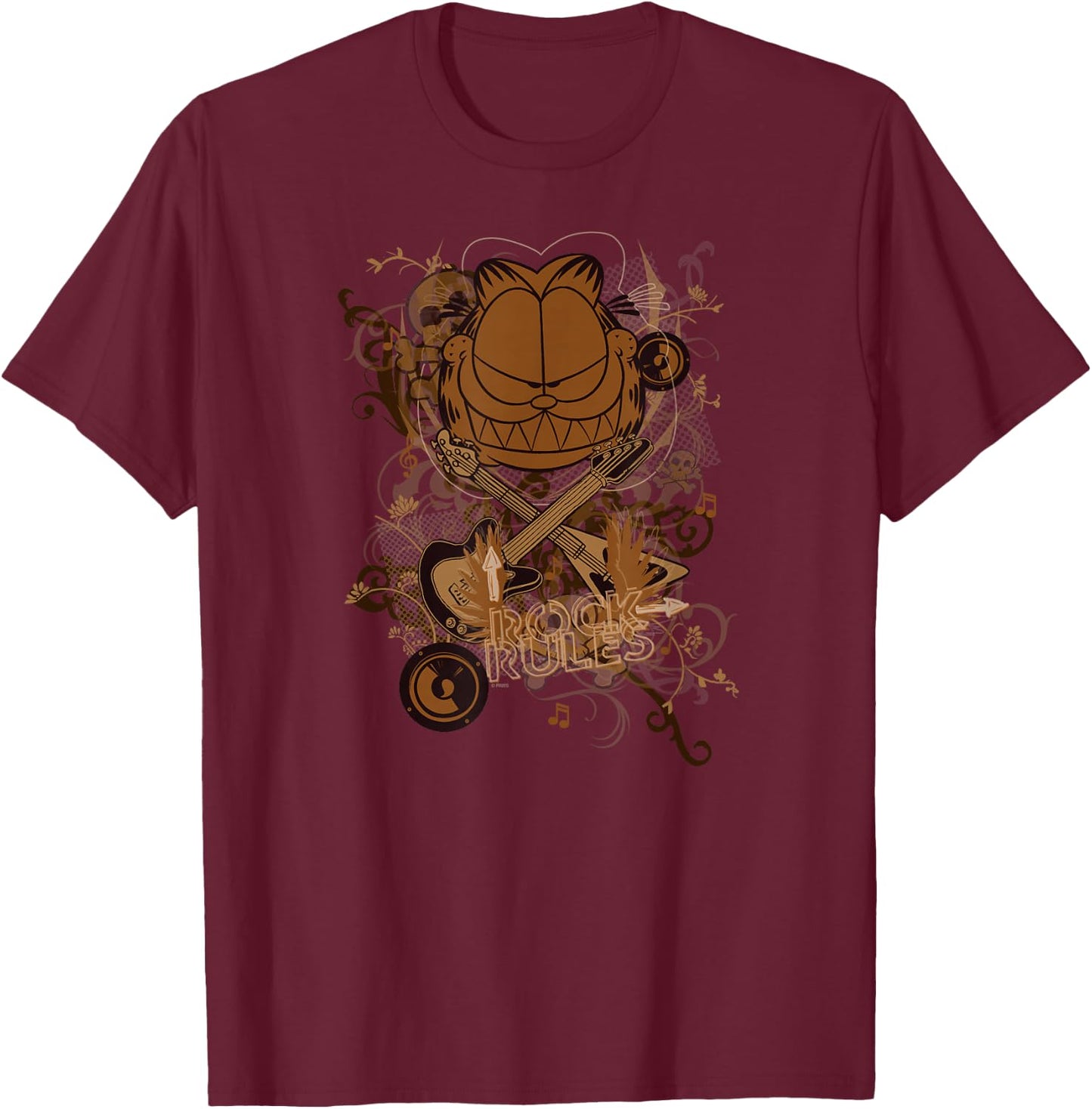 Garfield Rock Rules T-Shirt - T-Shirt | Maroon