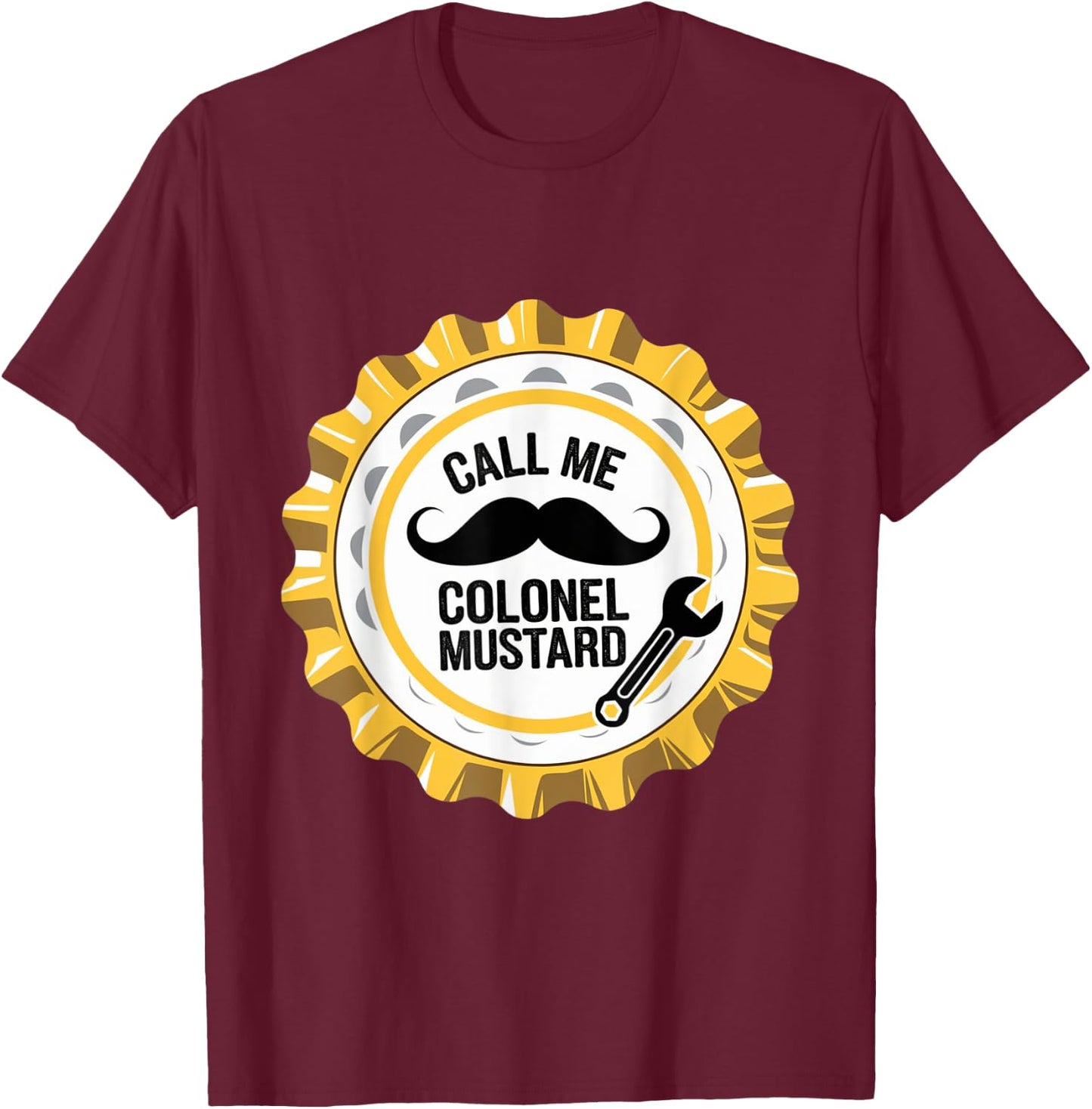 Colonel Mustard Funny Halloween Mustard Costume T-Shirt - T-Shirt | Maroon