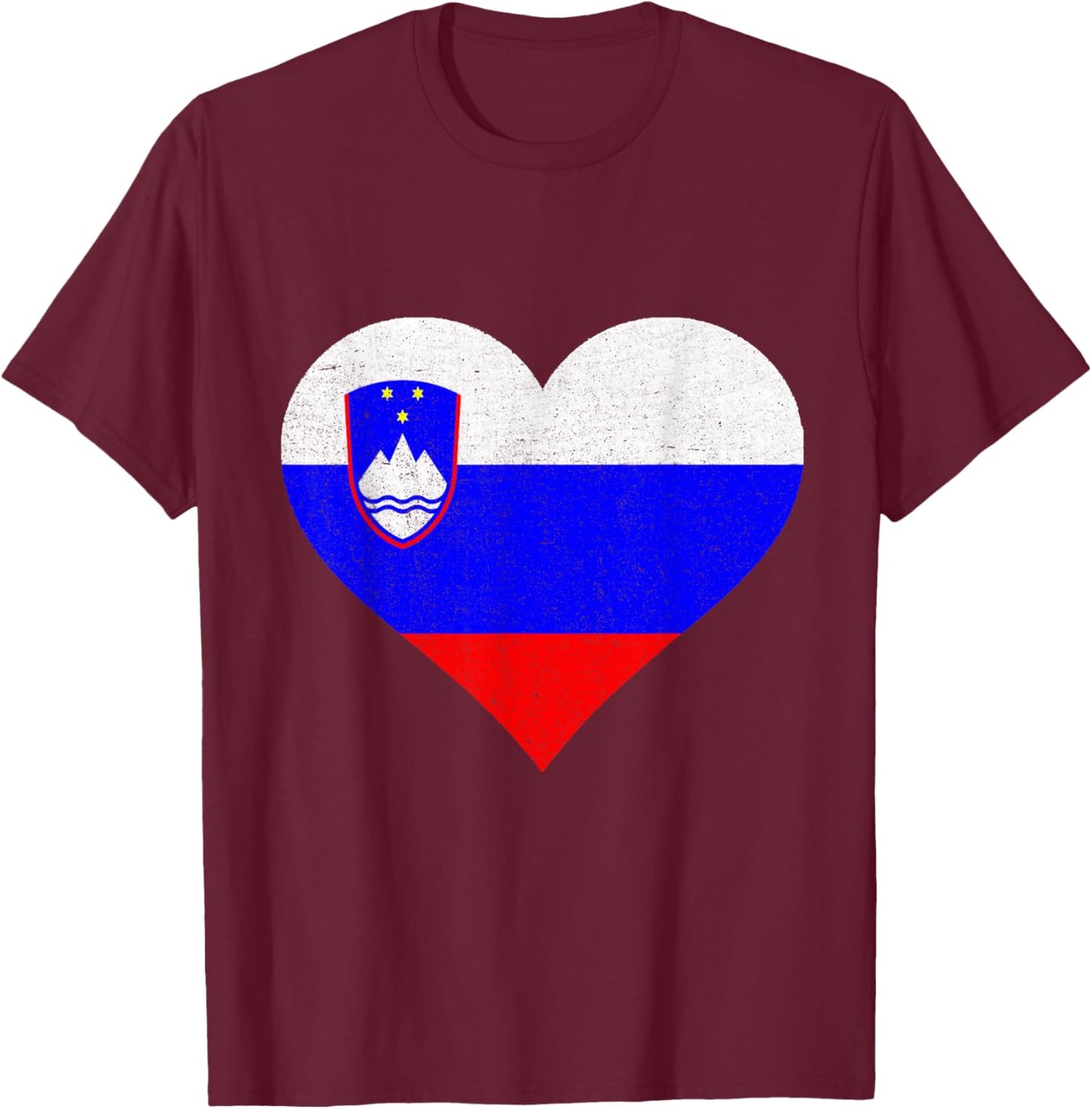 Slovenia Flag Slovenian Pride Heart Vintage Slovenian Roots T-Shirt - T-Shirt | Maroon