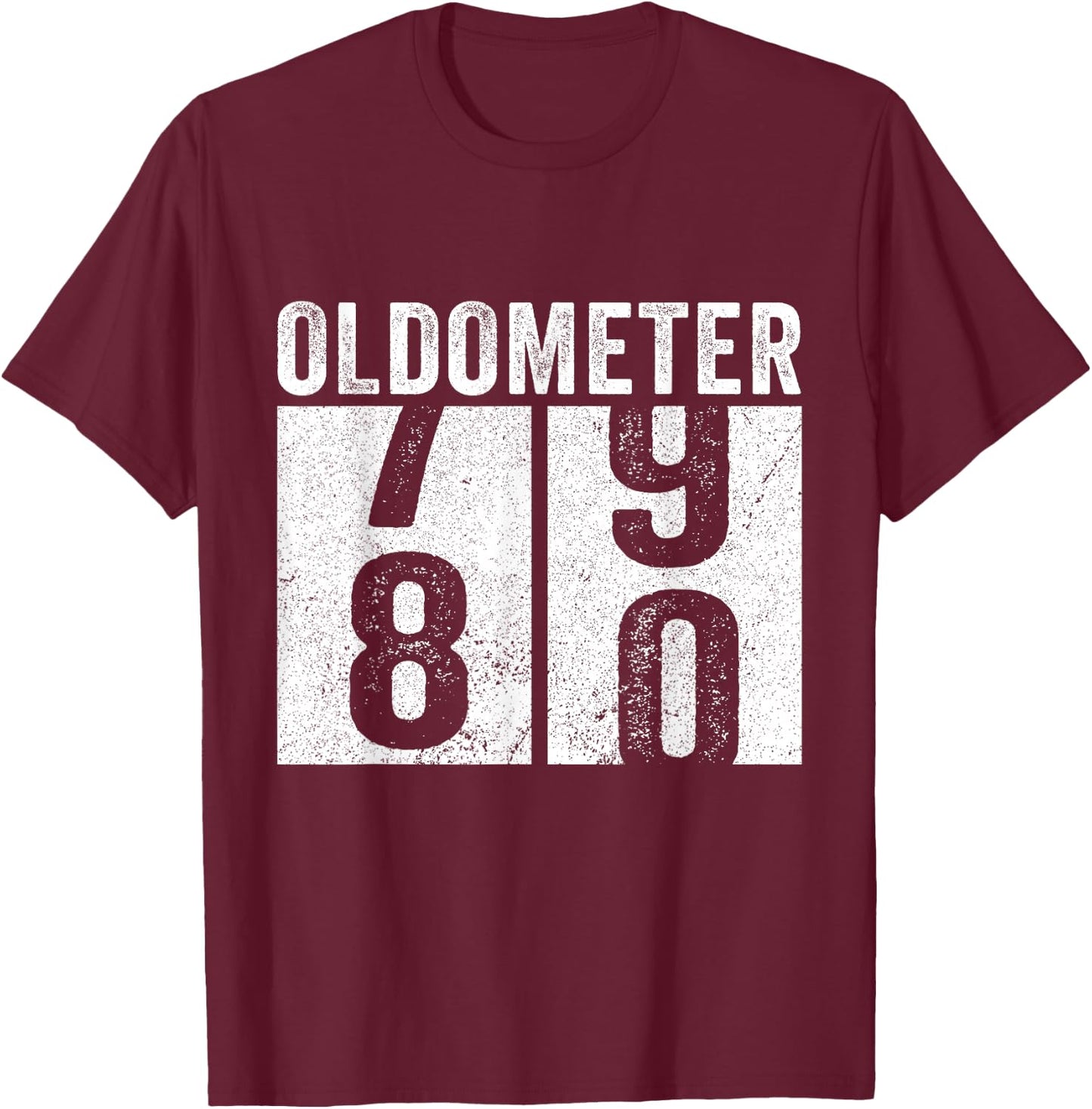 Retro 80th Birthday Oldometer 79-80 Vintage 80 Years Old T-Shirt - T-Shirt | Maroon