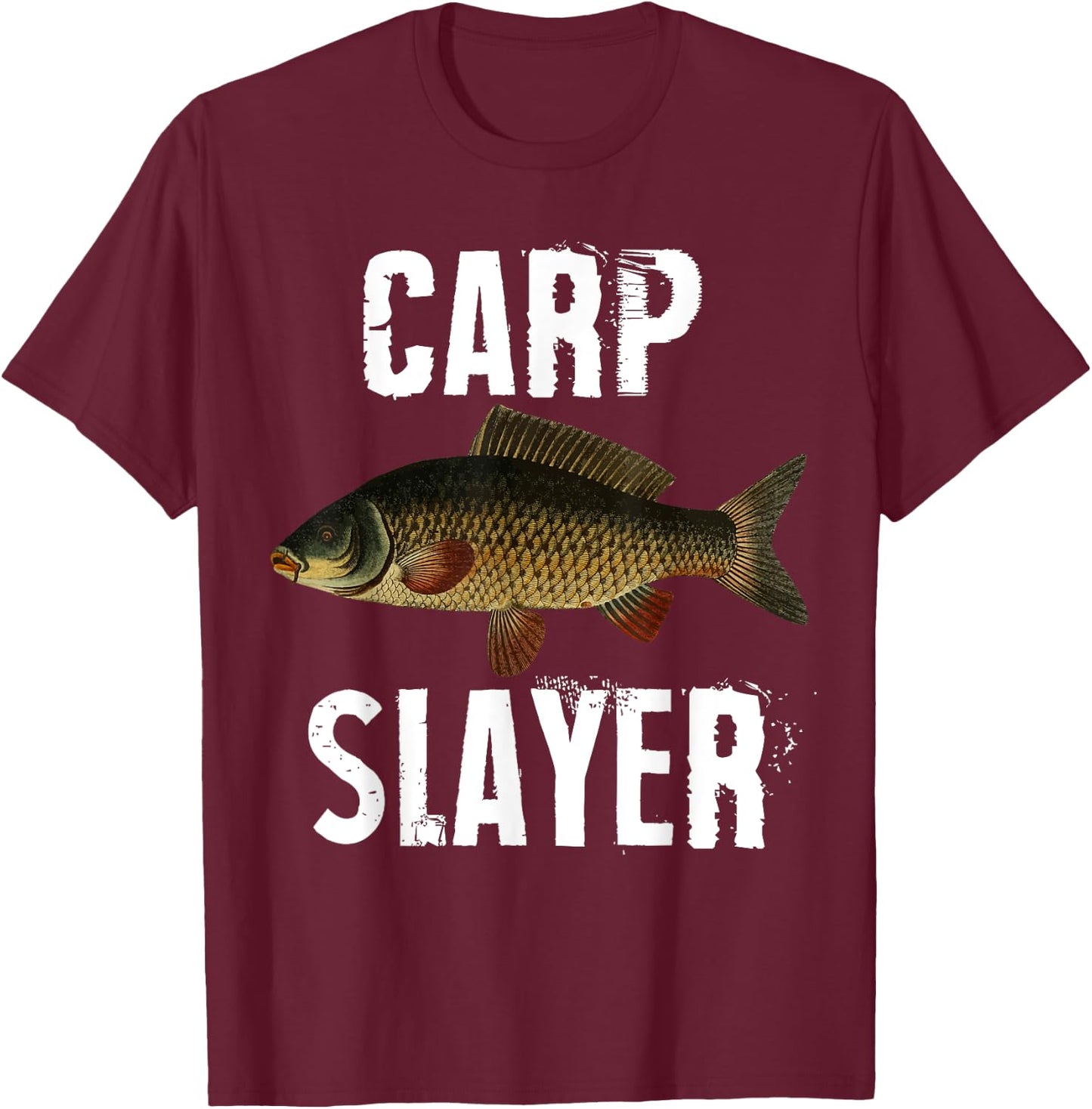 Carp Slayer Funny Fishing T-Shirt - T-Shirt | Maroon
