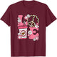 Cute Coffee Clothing Women Women's Graphic Pink Coffee Cup Print X-Small Black Coffee Lover T-Shirt - T-Shirt | Maroon