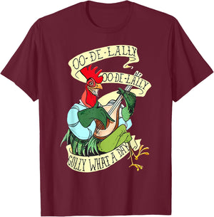 OO DE Lally Golly What A Day Rooster Playing Guitar T-Shirt - T-Shirt | Maroon
