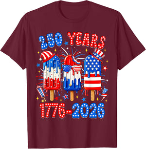 250 Years American 1776 2026 250th USA 4th of July Boy Kids T-Shirt - T-Shirt | Maroon