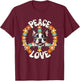 60s 70s Groovy Peace Love Boston Terrier Lovers T-Shirt - T-Shirt | Maroon