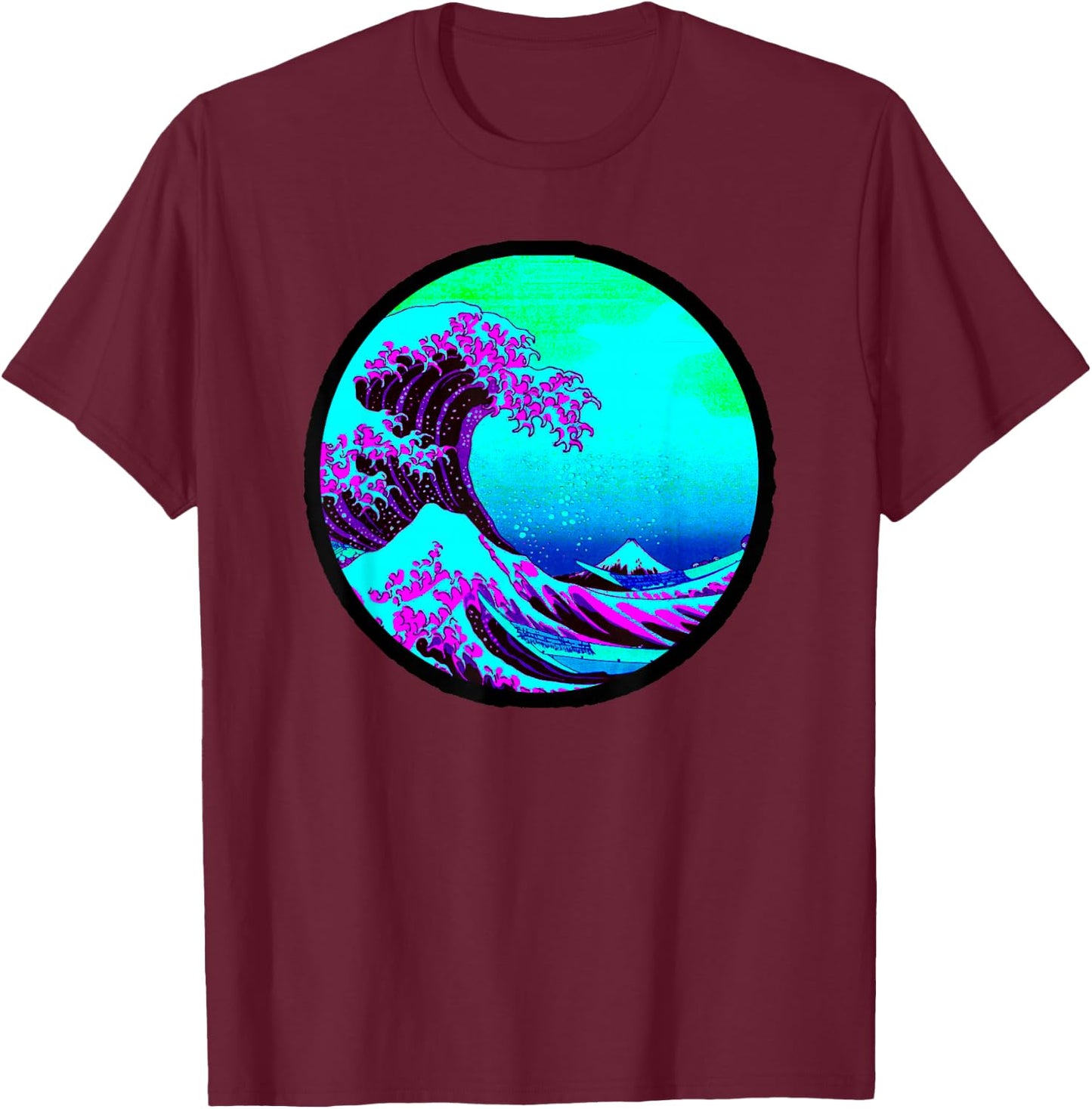 Wave of Kanagawa Japanese Retro Print Ukiyo-e Artist Hokusai T-Shirt - T-Shirt | Maroon