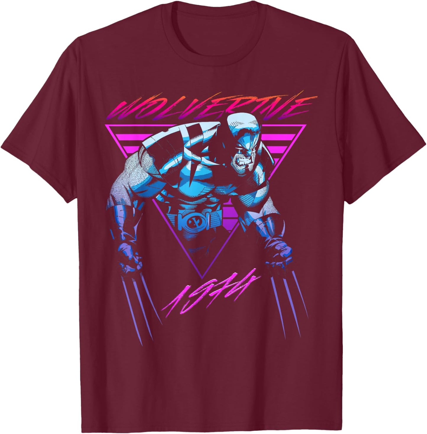 Marvel X-Men Wolverine Neon Retro Logan T-Shirt - T-Shirt | Maroon