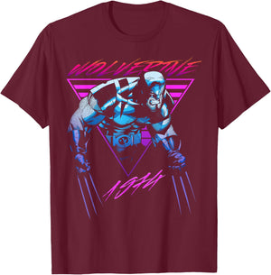 Marvel X-Men Wolverine Neon Retro Logan T-Shirt - T-Shirt | Maroon