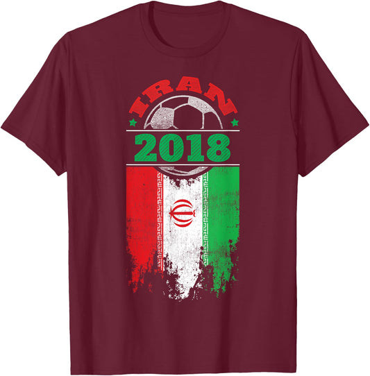 Iran 2018 Soccer Iranian Flag Shirt Fan Gift T-Shirt - T-Shirt | Maroon