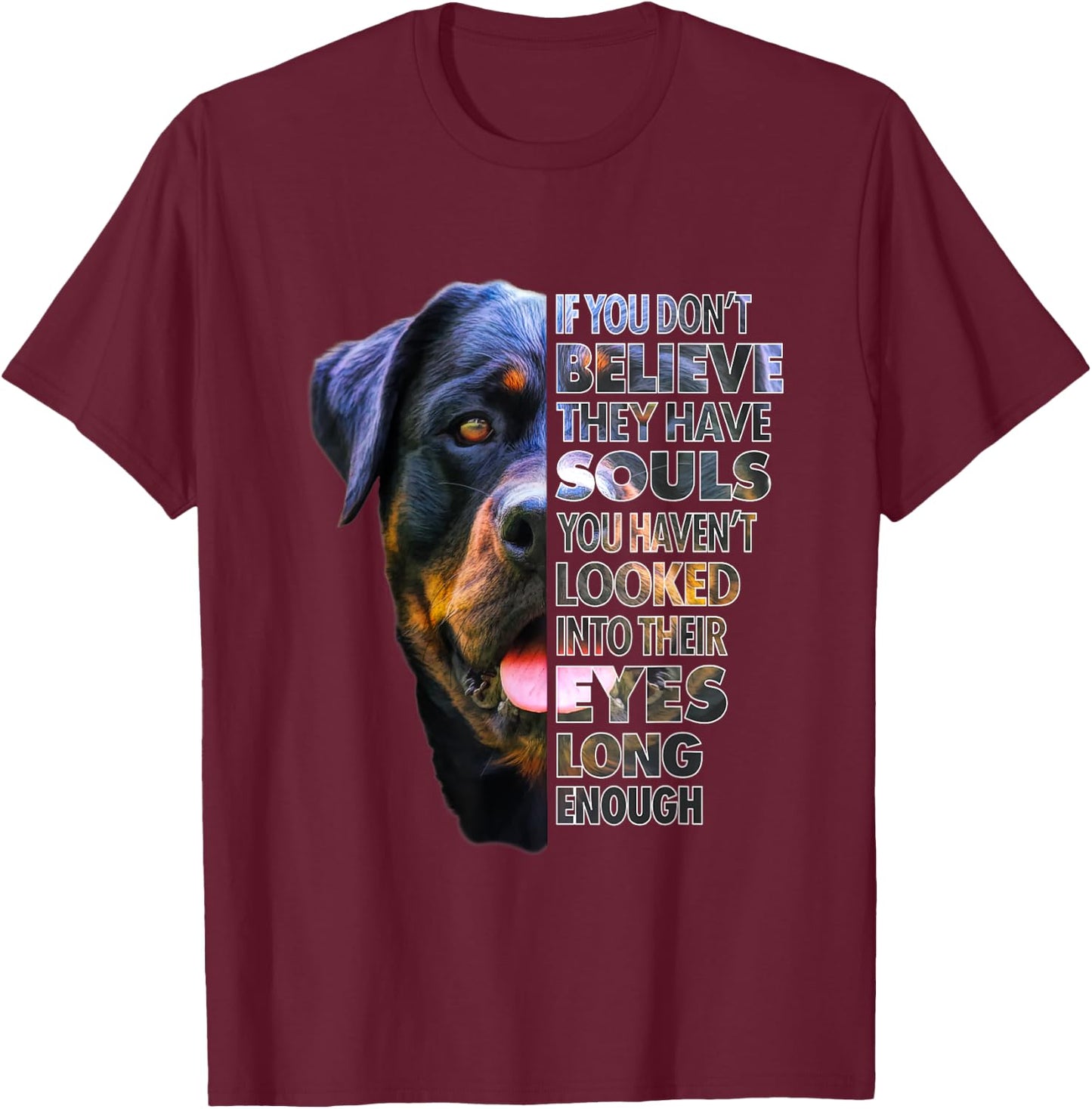 Rottweiler Soul I Love Rotties Dog Lover T-Shirt - T-Shirt | Maroon