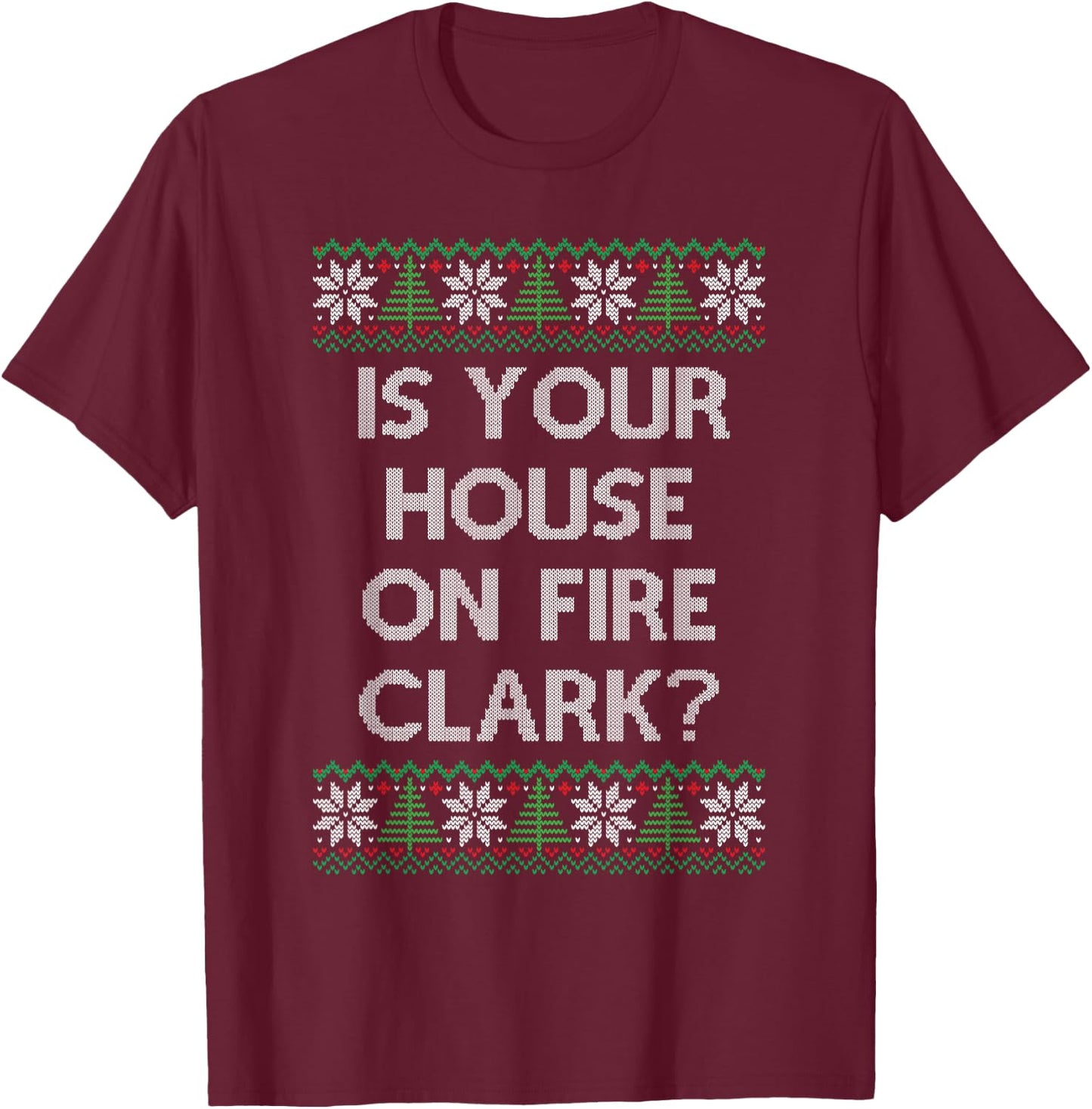 Christmas Family Winter Vacation Ugly Sweater Style T-Shirt - T-Shirt | Maroon