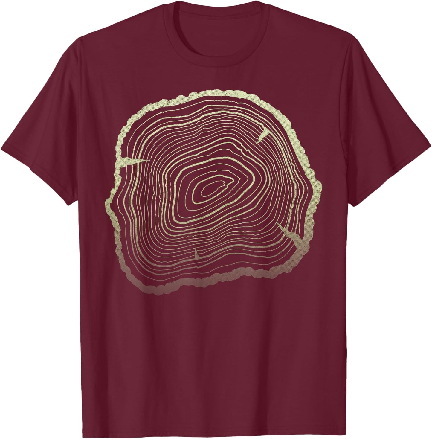 Tree Cross Section Rings Sketch T-Shirt - T-Shirt | Maroon