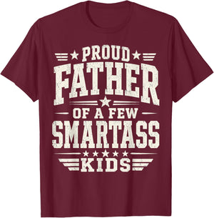 Proud Father of A Few Smart Kids Funny Fathers Day T-Shirt - T-Shirt | Maroon