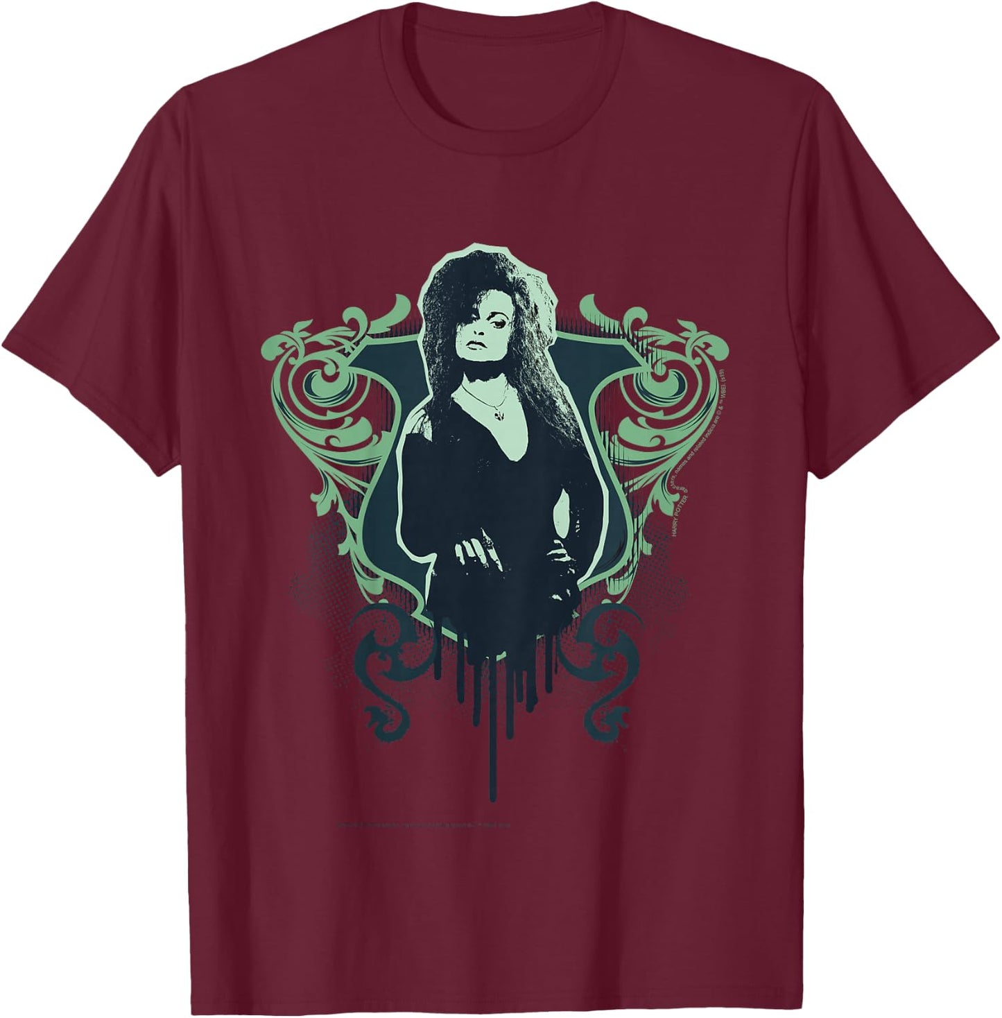 Kids Harry Potter Bellatrix Lestrange Paint Drip Portrait T-Shirt - T-Shirt | Maroon