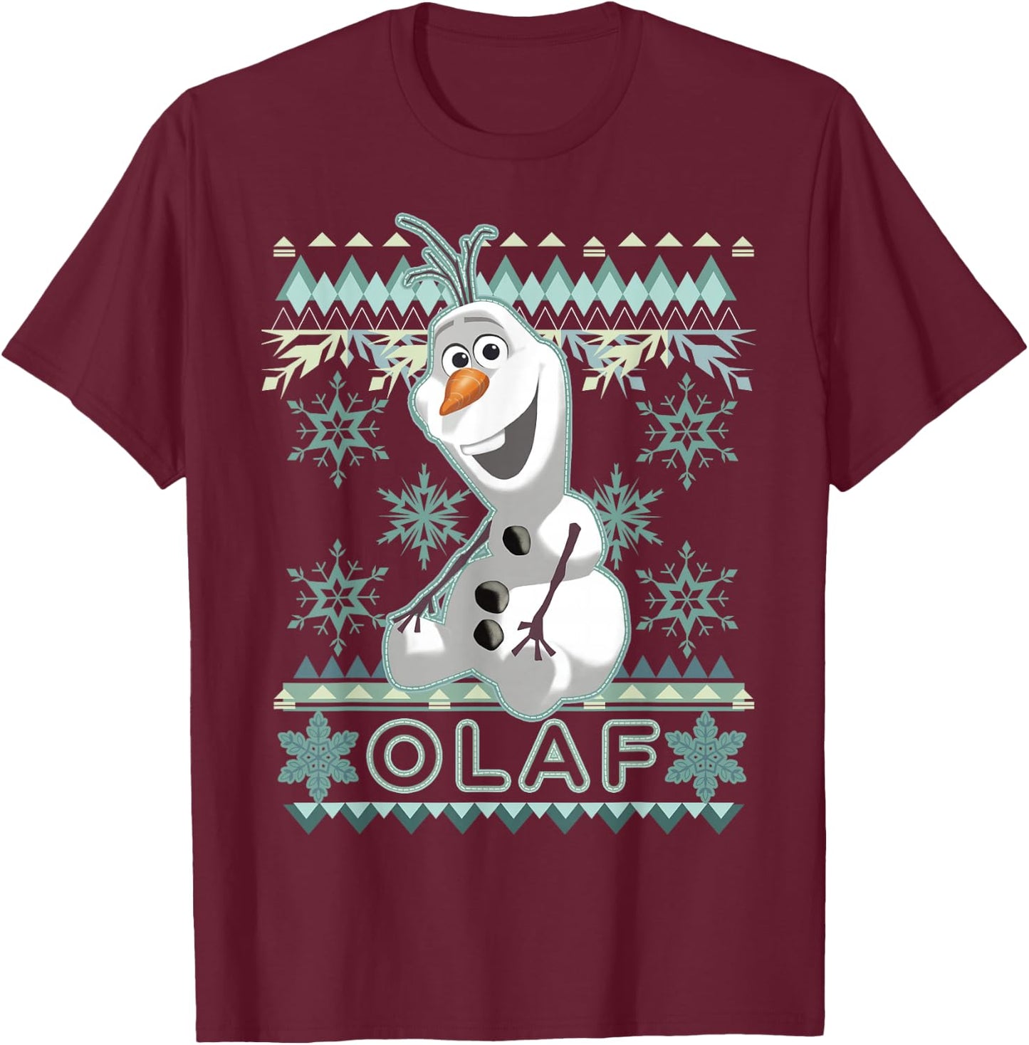 Disney Frozen Olaf Vintage Ugly Christmas Sweater T-Shirt - T-Shirt | Maroon