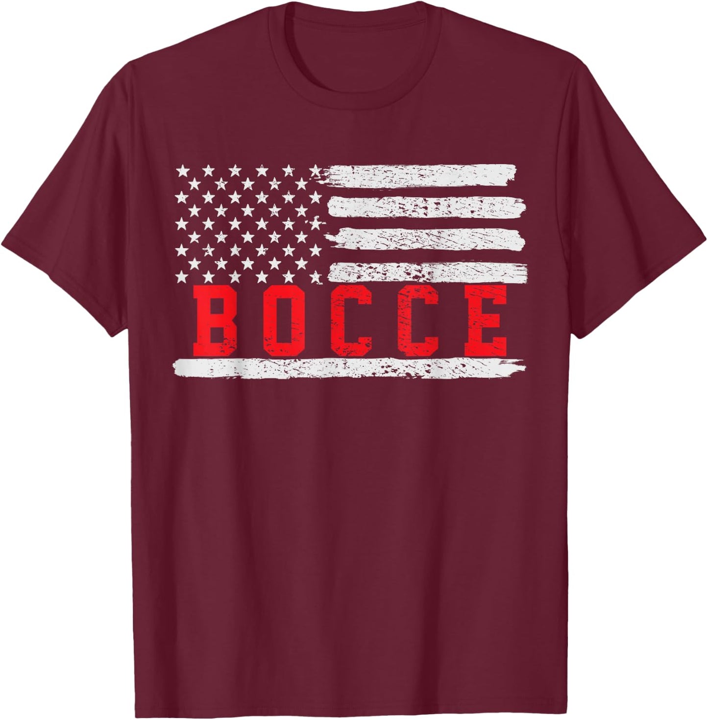 Bocce USA Flag T-Shirt - T-Shirt | Maroon