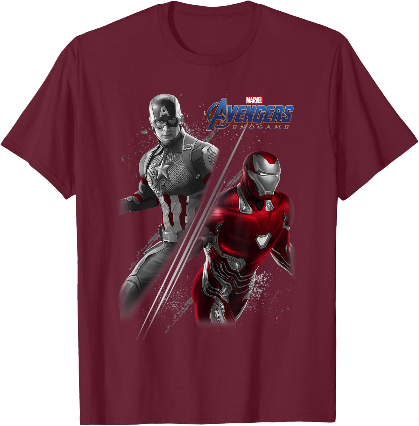 Marvel Avengers Endgame Captain America Iron Man Poster T-Shirt - T-Shirt | Maroon