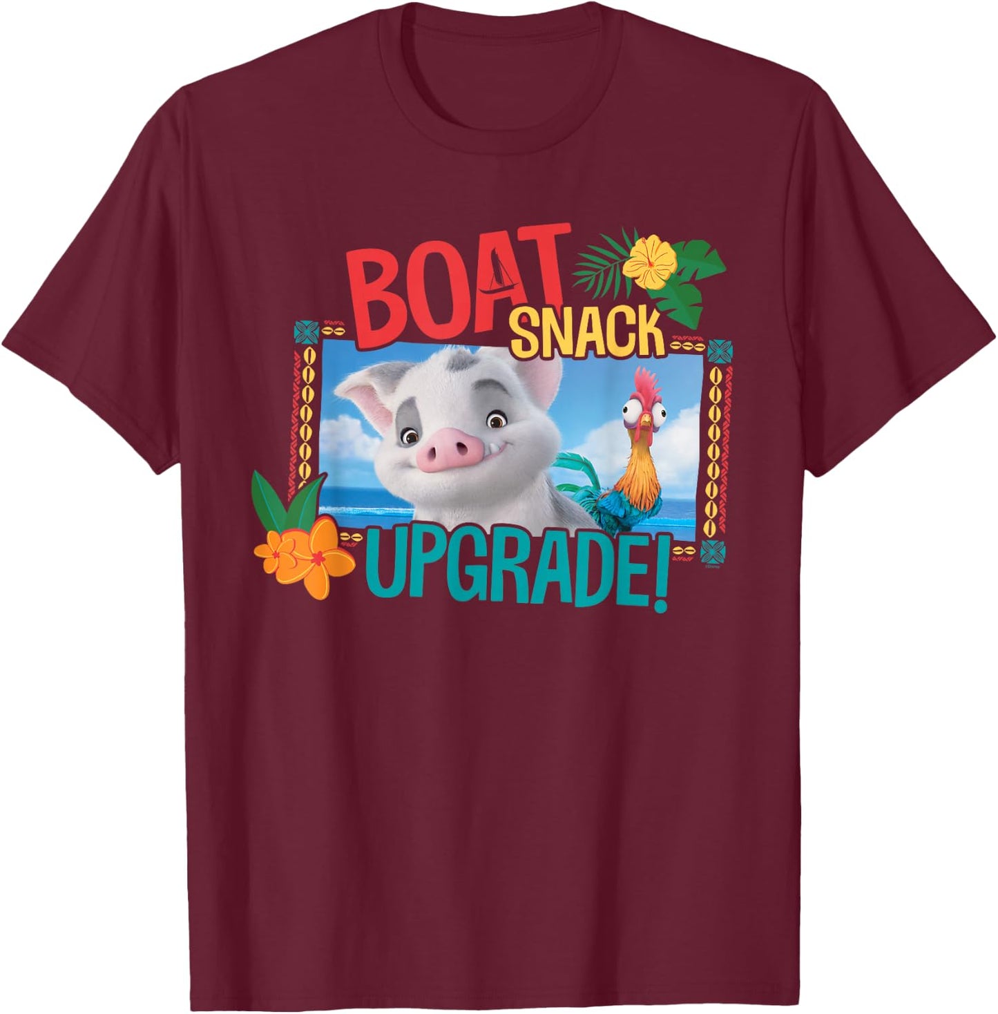 Disney Moana 2 Pua and Heihei Boat Snack Upgrade Funny T-Shirt - T-Shirt | Maroon