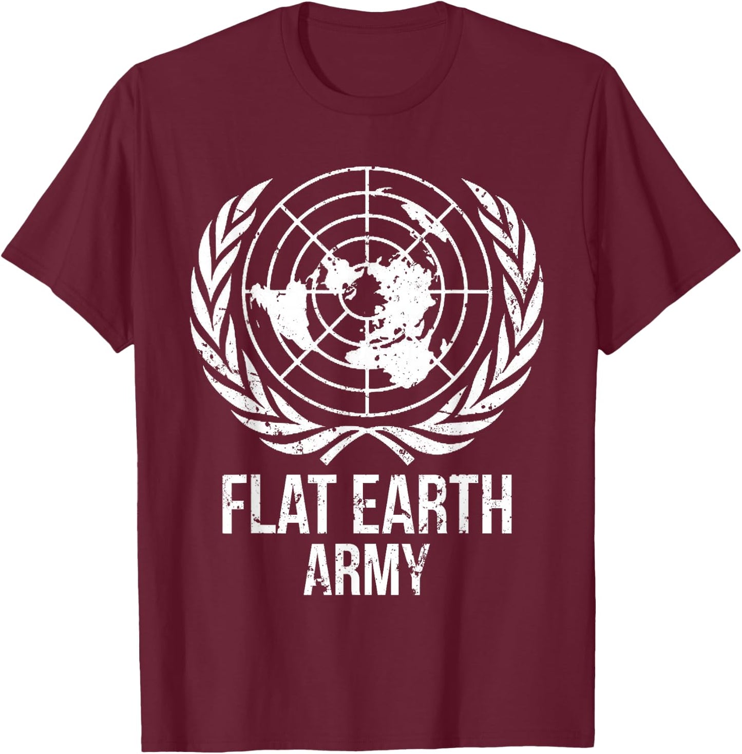 Flat Earth Army T Shirt Planet Map Society Men Women Gift T-Shirt - T-Shirt | Maroon