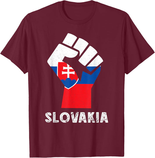 Slovakian Roots Handfist Slovakian Flag Slovakia Slovak T-Shirt - T-Shirt | Maroon