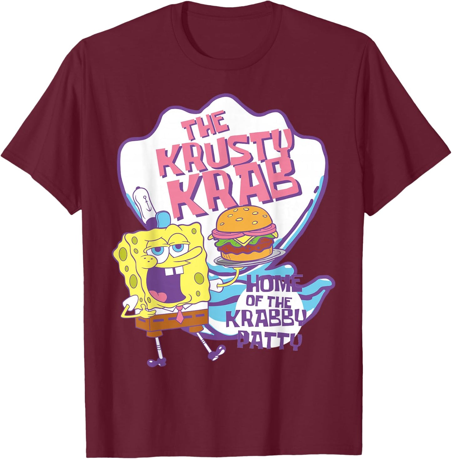 Spongebob Squarepants Pastel Krusty Krab T-Shirt - T-Shirt | Maroon