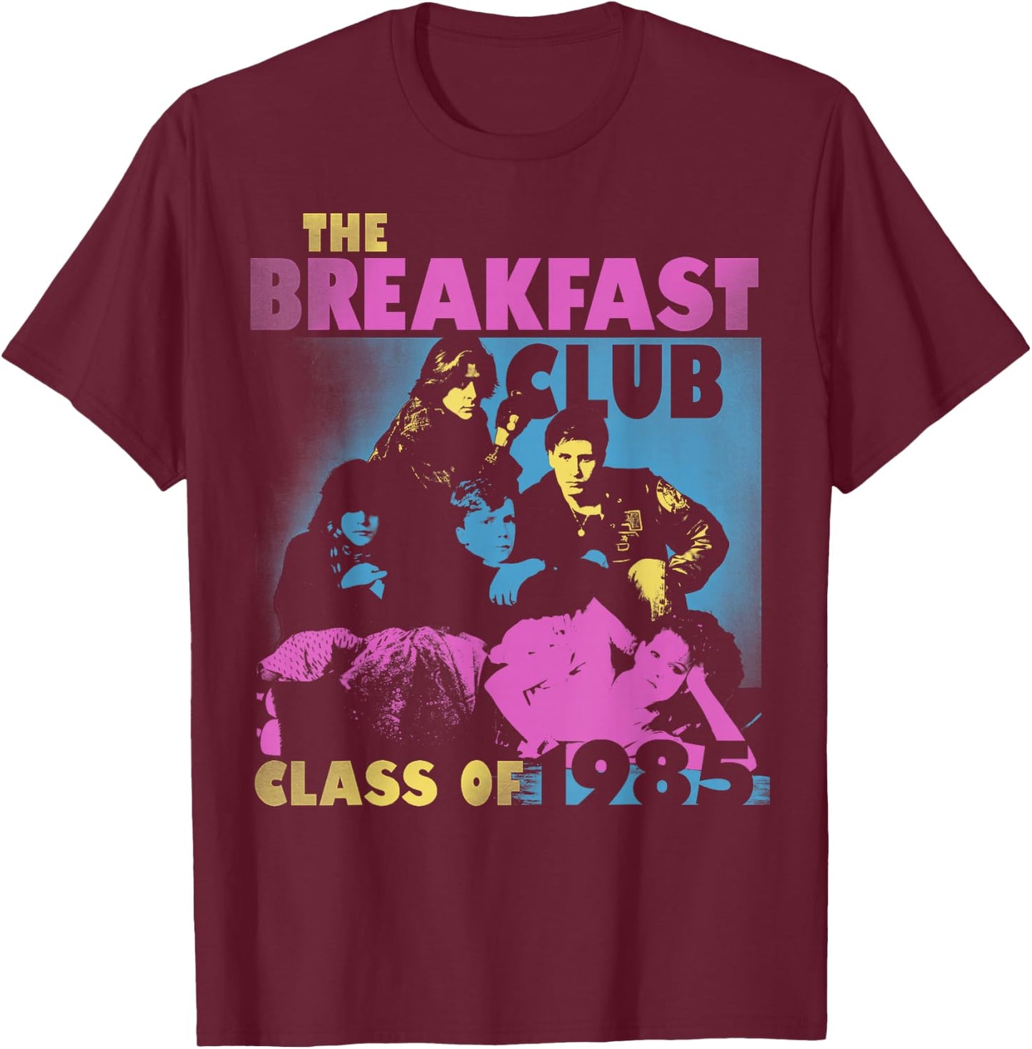 Breakfast Club Class of '85 Stencil Portrait T-Shirt - T-Shirt | Maroon