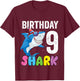Kids 9th Birthday Shirt Shark JawSome Nine Year Old 9th Birthday T-Shirt - T-Shirt | Maroon