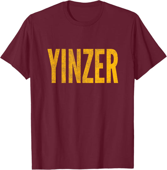 Yinzer, Pittsburgh Theme, Distressed Look T-Shirt - T-Shirt | Maroon