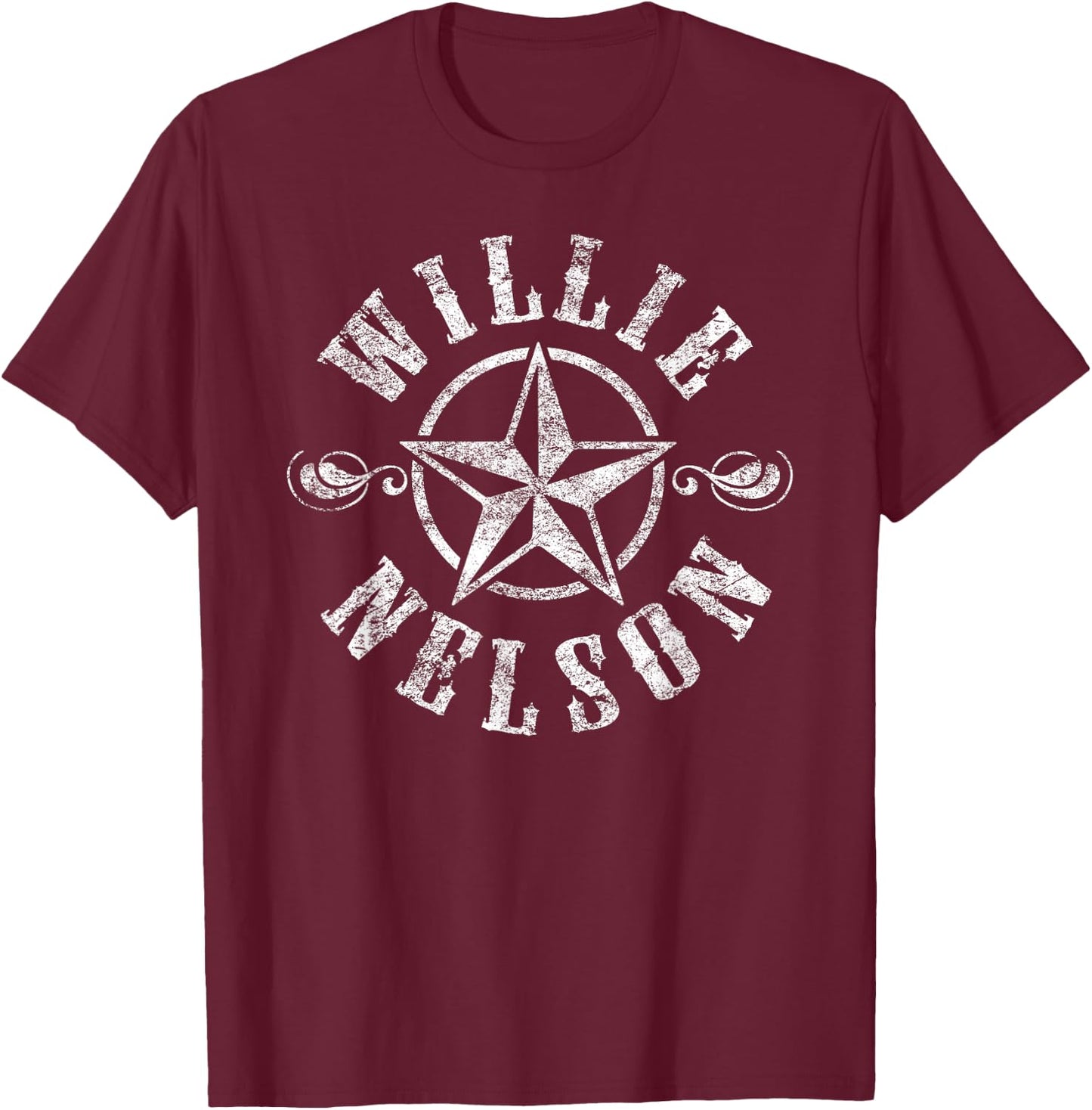 Willie Nelson Star Logo T-Shirt - T-Shirt | Maroon
