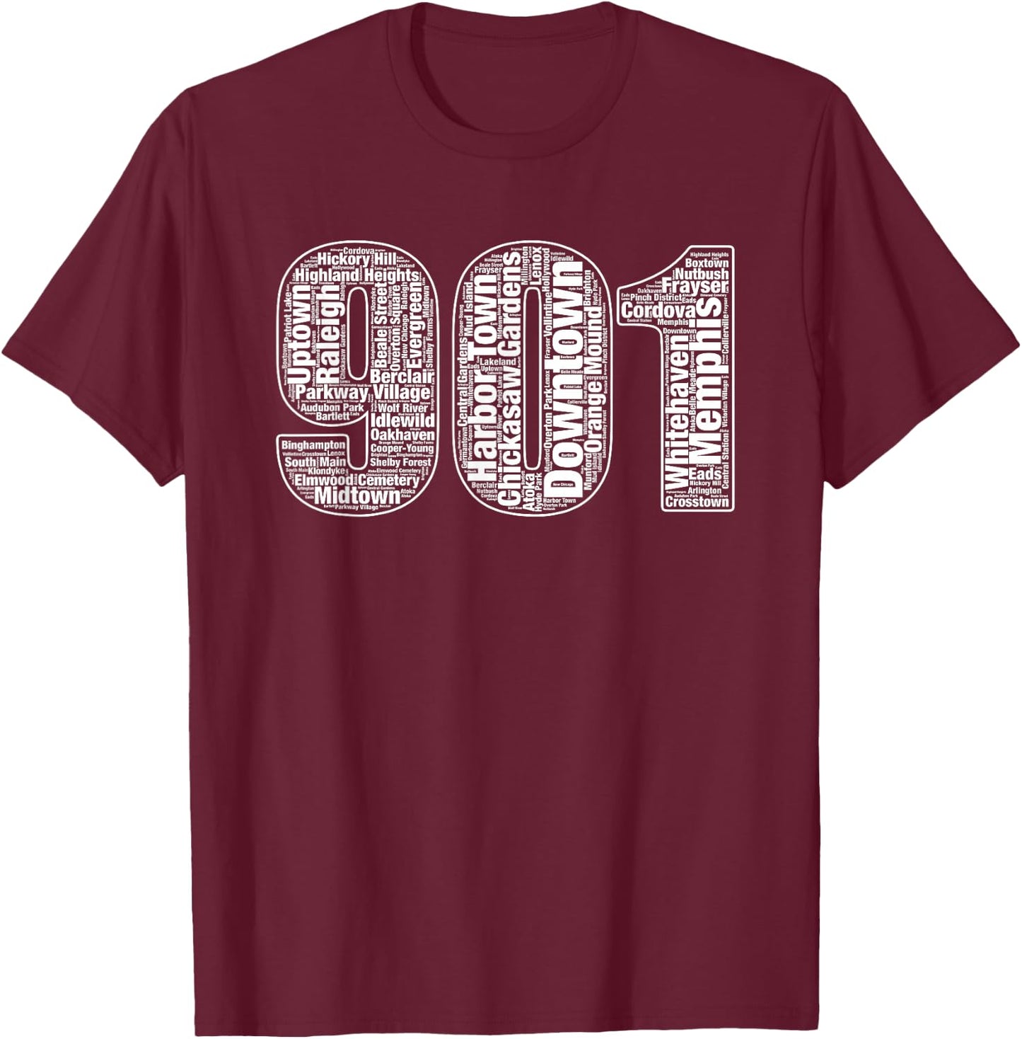 901 Memphis Typography Word Art Small T-Shirt - T-Shirt | Maroon